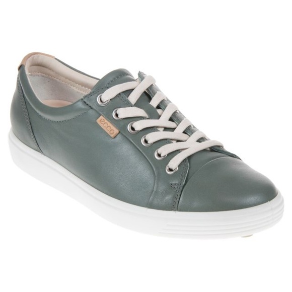 ECCO Soft 7 Leather Lace-up Sneakers - Moon (5) - Picture 11 of 12